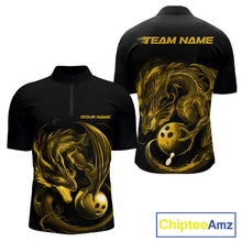 Load image into Gallery viewer, Custom Black And Yellow Dragon Bowling Shirts, Bowling League Shirt Dragon Men Jersey IPHW10706