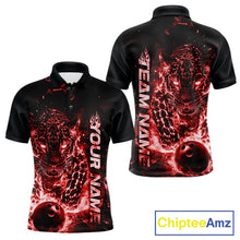 Load image into Gallery viewer, Custom Red Flaming Leopard Bowling Shirts For Men, Fire Bowling Team Shirt Bowler Uniform IPHW10712