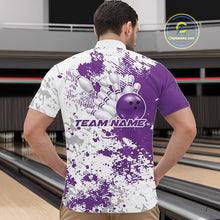 Load image into Gallery viewer, Custom Purple Splatter Bowling Team Men Quarter-Zip Shirt, Bowling League Shirt Bowler Jerseys IPHW11260