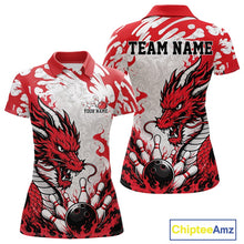 Load image into Gallery viewer, Red and white polo shirt with dragon design on a white background, featuring 'Chiptee Amz' branding.