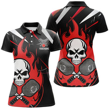 Load image into Gallery viewer, Custom Red Flame Pickleball Shirts for women, Skull Pickleball Jerseys For Team IPHW6920