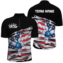 Load image into Gallery viewer, Custom Patriotic Bowling Shirts For Men, American Flag Bowling League Shirts Bowling Uniform IPHW7432