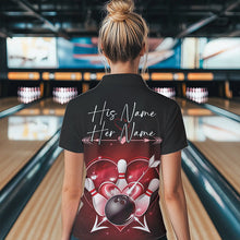 Load image into Gallery viewer, Custom Valentine Bowling Heart Polo Shirts For Women, Couple Bowling Outfits IPHW8367