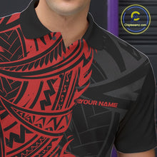 Load image into Gallery viewer, Custom Black And Red Maori Style Koru Spiral Tribal Men Bowling Polo Team Shirt IPHW10956