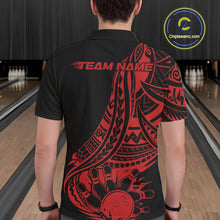 Load image into Gallery viewer, Custom Black And Red Maori Style Koru Spiral Tribal Men Bowling Polo Team Shirt IPHW10961