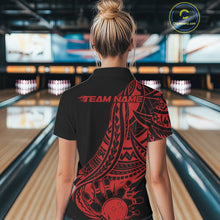 Load image into Gallery viewer, Custom Black And Red Maori Style Koru Spiral Tribal Women Bowling Polo Team Shirt IPHW10961