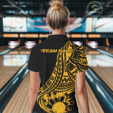 Load image into Gallery viewer, Custom Black And Yellow Maori Style Koru Spiral Tribal Women Bowling Quarter-Zip Shirt IPHW10963
