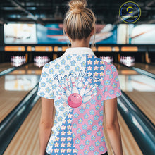 Load image into Gallery viewer, Custom Cute Pastel Pink And Blue Flower Bowling Women Polo Shirts, Floral Bowling Jerseys IPHW11267