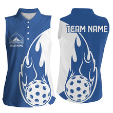 Load image into Gallery viewer, Custom Blue Flame Pickleball Shirts For Women, Pickleball Team Uniform Women'S Outfit IPHW7452