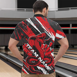 Custom Black And Red Cobra Snake Bowling Jerseys, Bowling Team Quarter-Zip Shirts For Men IPHW8580