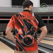 Load image into Gallery viewer, Custom Black And Orange Bowling Jerseys For Men, Bowling Team Quarter-Zip Shirts With Name IPHW10967