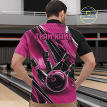 Load image into Gallery viewer, Custom Black And Pink Bowling Jerseys For Men, Bowling Team Quarter-Zip Shirts With Name IPHW10968