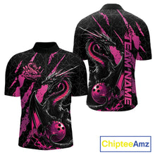 Load image into Gallery viewer, Custom Black And Pink Dragon Bowling Men Quarter-Zip Shirts, Team Bowling Jerseys IPHW10749