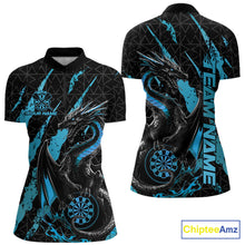 Load image into Gallery viewer, Custom Black And Blue Dragon Dart Women Quarter-Zip Shirts, Team Dart Jerseys IPHW10753