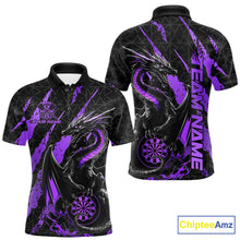 Load image into Gallery viewer, Custom Black And Purple Dragon Dart Men Polo Shirts, Team Dart Jerseys IPHW10754