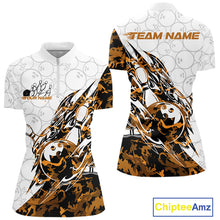 Load image into Gallery viewer, Custom Yellow Camo Bowling Women Quarter-Zip Shirt, Bowling Ball Pattern Team Jerseys IPHW10988