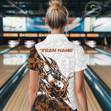 Load image into Gallery viewer, Custom Orange Camo Bowling Women Polo Shirt, Bowling Ball Pattern Team Jerseys IPHW10989