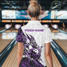 Load image into Gallery viewer, Custom Purple Camo Bowling Women Quarter-Zip Shirt, Bowling Ball Pattern Team Jerseys IPHW10991