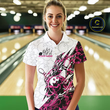 Load image into Gallery viewer, Custom Pink Camo Bowling Women Polo Shirt, Bowling Ball Pattern Team Jerseys IPHW10992