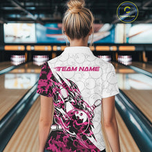 Load image into Gallery viewer, Custom Pink Camo Bowling Women Quarter-Zip Shirt, Bowling Ball Pattern Team Jerseys IPHW10992