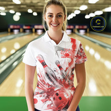 Load image into Gallery viewer, Custom Black And Red Women Bowling Team Shirts, Bowling League Shirt Bowlers Outfit IPHW10782