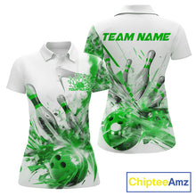 Load image into Gallery viewer, Custom Black And Green Women Bowling Team Shirts, Bowling League Shirt Bowlers Outfit IPHW10783