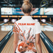 Load image into Gallery viewer, Custom Black And Orange Women Bowling Team Shirts, Bowling League Shirt Bowlers Outfit IPHW10785