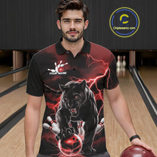 Load image into Gallery viewer, Red Thunder Lightning Custom Panther Men Bowling Polo Shirts, Panther Bowling Jerseys IPHW10790