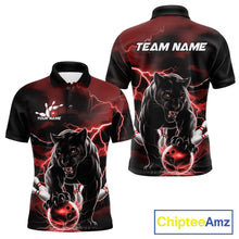 Load image into Gallery viewer, Red Thunder Lightning Custom Panther Men Bowling Polo Shirts, Panther Bowling Jerseys IPHW10790