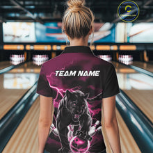 Load image into Gallery viewer, Pink Thunder Lightning Custom Panther Women Bowling Shirts, Panther Bowling Jerseys IPHW10794
