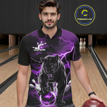 Load image into Gallery viewer, Purple Thunder Lightning Custom Panther Men Bowling Polo Shirts, Panther Bowling Jerseys IPHW10795