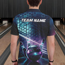 Load image into Gallery viewer, Custom Hexagon Holographic Bowling Team Men Polo Shirts, Galaxy Bowling League Shirt IPHW8903