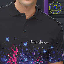 Load image into Gallery viewer, Custom Colorful Elegant Butterfly Bowling Men Polo Shirt, Flame Bowlers Jersey IPHW11012