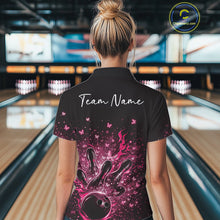 Load image into Gallery viewer, Custom Pink Elegant Butterfly Bowling Women Polo Shirt, Flame Bowlers Jersey IPHW11014