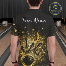 Load image into Gallery viewer, Custom Yellow Elegant Butterfly Bowling Men Polo Shirt, Flame Bowlers Jersey IPHW11015