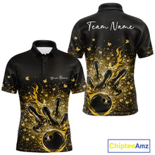 Load image into Gallery viewer, Custom Yellow Elegant Butterfly Bowling Men Polo Shirt, Flame Bowlers Jersey IPHW11015