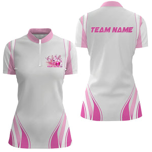 Pink Bowling Shirts For Women, Custom Name Bowling Uniforms Bowling Jerseys IPHW6957