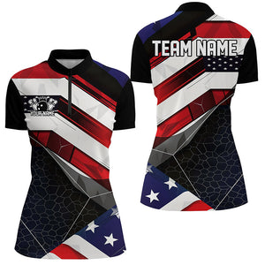 Personalized American Flag Bowling Polo Shirts For Women And WoWomen,  IPHW6961