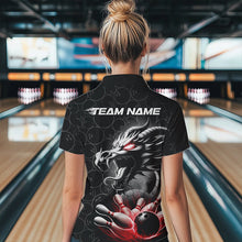 Load image into Gallery viewer, Custom Black And Red Dragon Bowling Women Quarter-Zip Shirts, Dragon Bowler Outfit IPHW8916