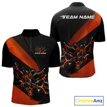 Load image into Gallery viewer, Custom Black And Orange Flame Men Bowling Shirts, Bowling League Shirt Bowler Jerseys IPHW11292