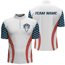 Load image into Gallery viewer, Custom American Flag Bowling Team Jerseys, Patriotic Bowling Tournament Bowling Team Shirts IPHW6613