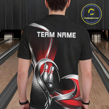 Load image into Gallery viewer, Custom Black And Red Heart Bowling Men Polo Shirt, Hexagon Bowling Team Jerseys IPHW11306