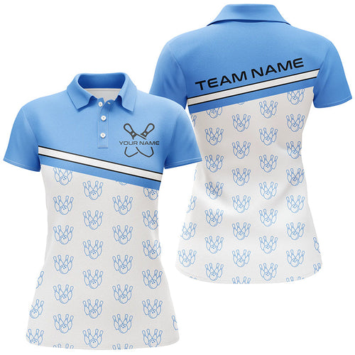 Blue Bowling Shirts For Women, Bowling Uniform Custom Bowling League Shirts IPHW6963