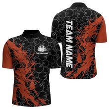 Load image into Gallery viewer, Black And Orange Custom Bowling Tournament Quarter-Zip Shirts For Men, Bowling Pattern Team Jerseys IPHW8421