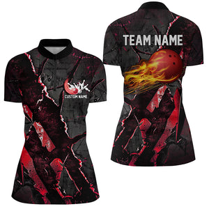 Red Flame Bowling Ball Customize Bowling Team Shirts, Bowling Tournament Outfits IPHW6482