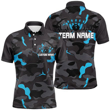 Load image into Gallery viewer, Blue Camo Bowling Pulse Heartbeat Custom Team Shirts For Men And Women, Camouflage Bowler Outfit IPHW6488