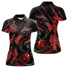 Load image into Gallery viewer, Custom Black And Red Dragon Bowling Team Polo Shirts For Women, Dragon Bowling Jerseys IPHW8924