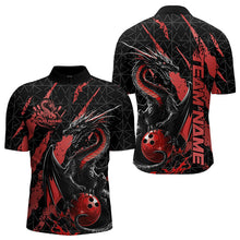 Load image into Gallery viewer, Custom Black And Red Dragon Bowling Team Quarter-Zip Shirts For Men, Dragon Bowling Jerseys IPHW8924