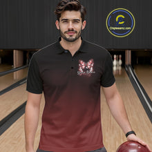 Load image into Gallery viewer, Custom Red Butterfly Bowling Men Polo Shirt, Bowling Tournament Team Shirt IPHW11032