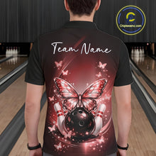 Load image into Gallery viewer, Custom Red Butterfly Bowling Men Polo Shirt, Bowling Tournament Team Shirt IPHW11032